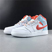 Air Jordan 1 Mid White Topaz Mist (GS) 555112-104 - 5