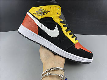 Jordan 1 Mid Black Amarillo Orange 852542-087 