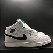 Air Jordan 1 Retro Mid White Black Hyper Jade (GS) 554725-122 - 6