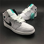 Air Jordan 1 Retro Mid White Black Hyper Jade (GS) 554725-122 - 2