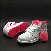 Air Jordan 1 Mid White Black Hyper Pink (GS) 555112-106 - 2