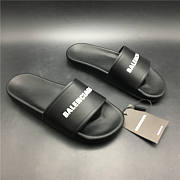 Balenciaga Logo Leather Slip-on Sandal Black  - 6