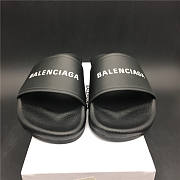 Balenciaga Logo Leather Slip-on Sandal Black  - 5
