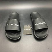 Balenciaga Logo Leather Slip-on Sandal Black  - 2