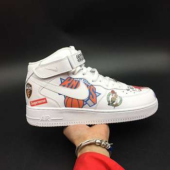 Nike Air Force 1 Mid Supreme NBA White AQ8017-100 