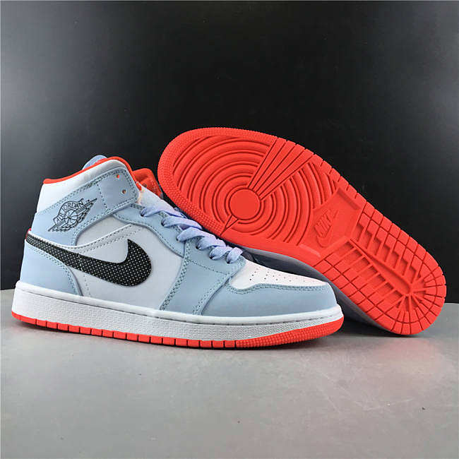 Air Jordan 1 Mid Half Blue Polka Dot Swoosh CU2802-400 - 1