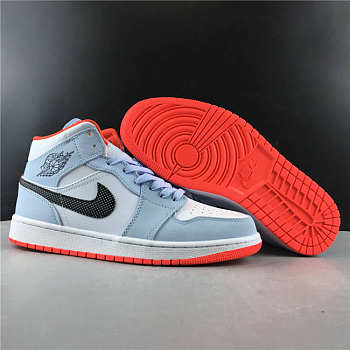 Air Jordan 1 Mid Half Blue Polka Dot Swoosh CU2802-400