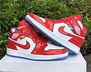 Air Jordan 1 Mid Red Patent White Blue Shoes DC7294-600 - 2