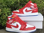 Air Jordan 1 Mid Red Patent White Blue Shoes DC7294-600 - 6