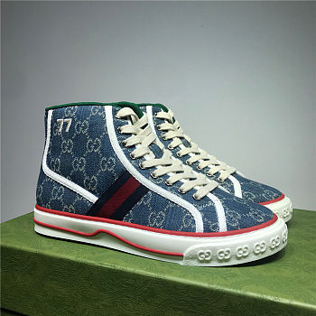Gucci Tennis 1977 High Top GG Navy Blue 627838 HVK70 9765