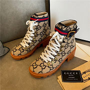 Gucci Beige Wool GG Ankle Boots - 2