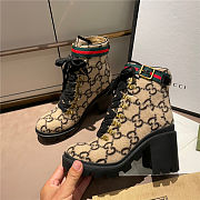 Gucci Beige Wool GG Ankle Boots Black - 1