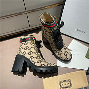 Gucci Beige Wool GG Ankle Boots Black - 3