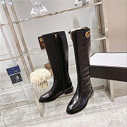 Gucci Black 598170 Double G  Leather Knee Boots - 4