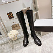 Gucci Black 598170 Double G  Leather Knee Boots - 3
