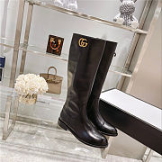 Gucci Black 598170 Double G  Leather Knee Boots - 2