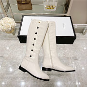 GUCCI Calfskin Buttons Lifford Knee High Boots White  - 1