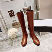 GUCCI Calfskin Buttons Lifford Knee High Boots Brown  - 4