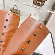 GUCCI Calfskin Buttons Lifford Knee High Boots Brown  - 2