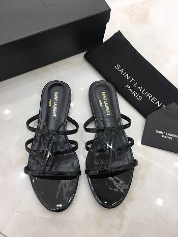 SAINT LAURENT Black Cassandra Flat Sandals 201418F124483