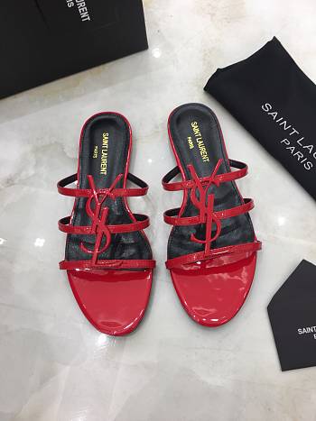 SAINT LAURENT Red Cassandra Flat Sandals 201418F124483