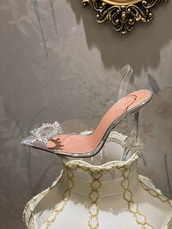 Amina Muaddi rosie glass slipper transparent pvc white crystal bow