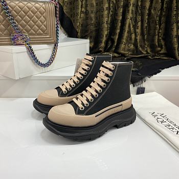 Alexander McQueen Tread Slick Lace Up Boot Black Beige