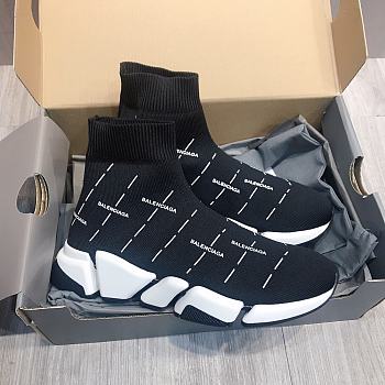 Balenciaga Speed 2.0 Black White Logo (W)  645420W2DBT1090
