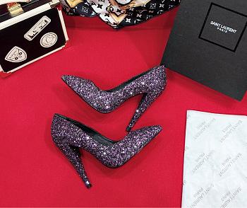 SAINT LAURENT Cleopard Purple 85 Heels 212418F122004 