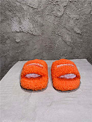 Balenciaga Women's Furry Faux Shearling Slides Orange - 5