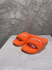 Balenciaga Women's Furry Faux Shearling Slides Orange - 6