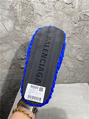 Balenciaga Women's Furry Faux Shearling Slides Blue - 6