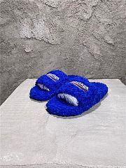 Balenciaga Women's Furry Faux Shearling Slides Blue - 5