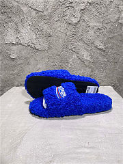 Balenciaga Women's Furry Faux Shearling Slides Blue - 3