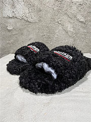 Balenciaga Women's Furry Faux Shearling Slides Black - 5