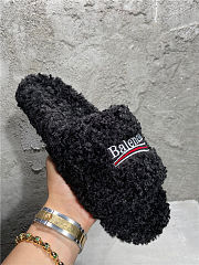 Balenciaga Women's Furry Faux Shearling Slides Black - 4