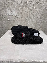 Balenciaga Women's Furry Faux Shearling Slides Black - 3