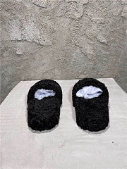 Balenciaga Women's Furry Faux Shearling Slides Black - 2