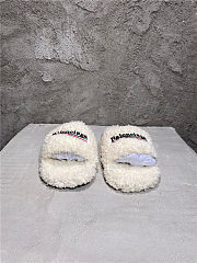 Balenciaga Women's Furry Faux Shearling Slides White - 5
