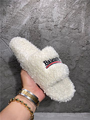 Balenciaga Women's Furry Faux Shearling Slides White - 4