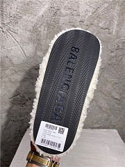 Balenciaga Women's Furry Faux Shearling Slides White - 3