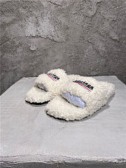 Balenciaga Women's Furry Faux Shearling Slides White - 2