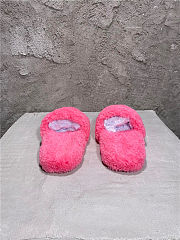 Balenciaga Women's Furry Faux Shearling Slides Pink - 5