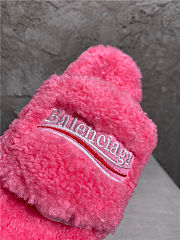 Balenciaga Women's Furry Faux Shearling Slides Pink - 4