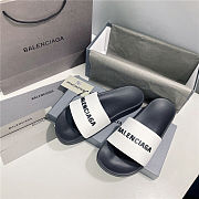 BALENCIAGA White Logo Pool Slides 1 - 5
