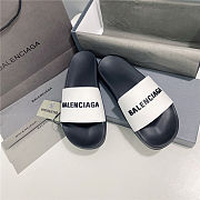 BALENCIAGA White Logo Pool Slides 1 - 4
