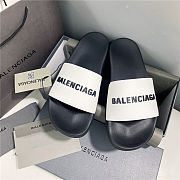 BALENCIAGA White Logo Pool Slides 1 - 3