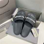 BALENCIAGA Black Logo Pool Slides 1 - 1