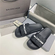 BALENCIAGA Black Logo Pool Slides 1 - 2