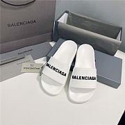 BALENCIAGA Full White Logo Pool Slides  - 4